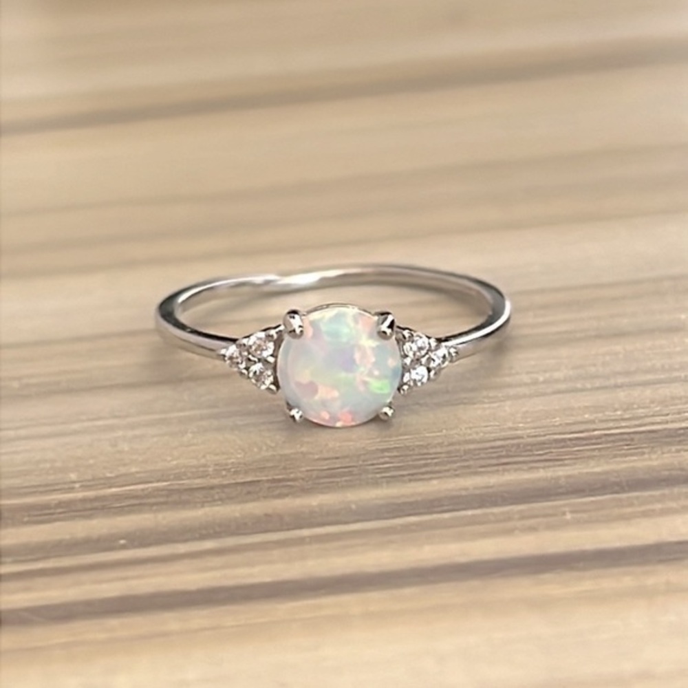 Brand new Round Opal Diamond CZ Ring JA4
